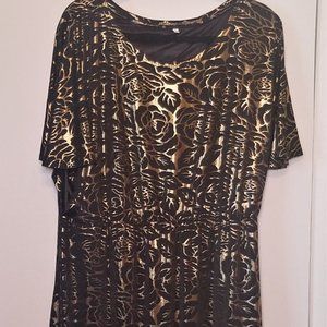 Black and Metallic Gold Maxi Dress